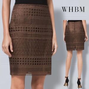 WHBM NWT Size 4 Brown Bronze Metallic Laser Cut Pencil Skirt